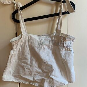 White Sleeveless Top with Tie Straps